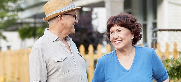 A couple at home in their garden 