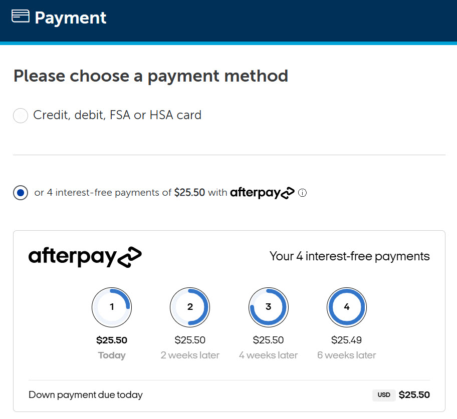 Afterpay buy now pay later prescription