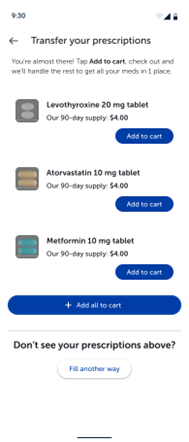 CenterWell Pharmacy mobile app prescription transfers preview