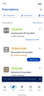 CenterWell Pharmacy Mobile App Automatic Refills Preview
