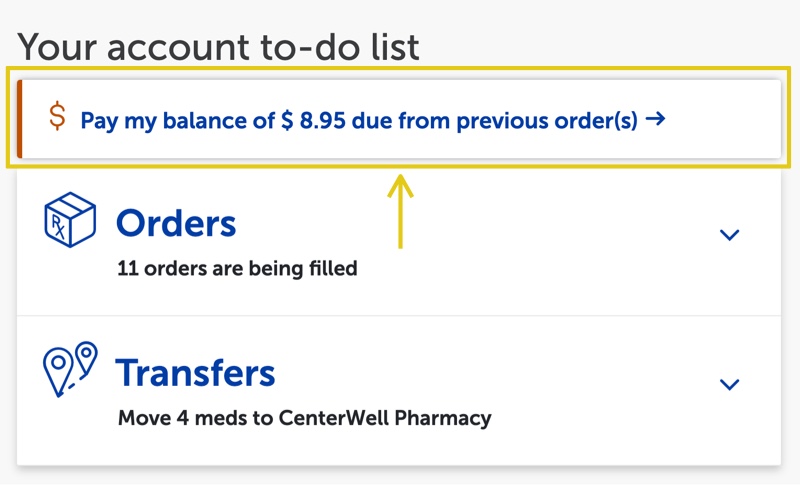 screenshot of account dashboard.