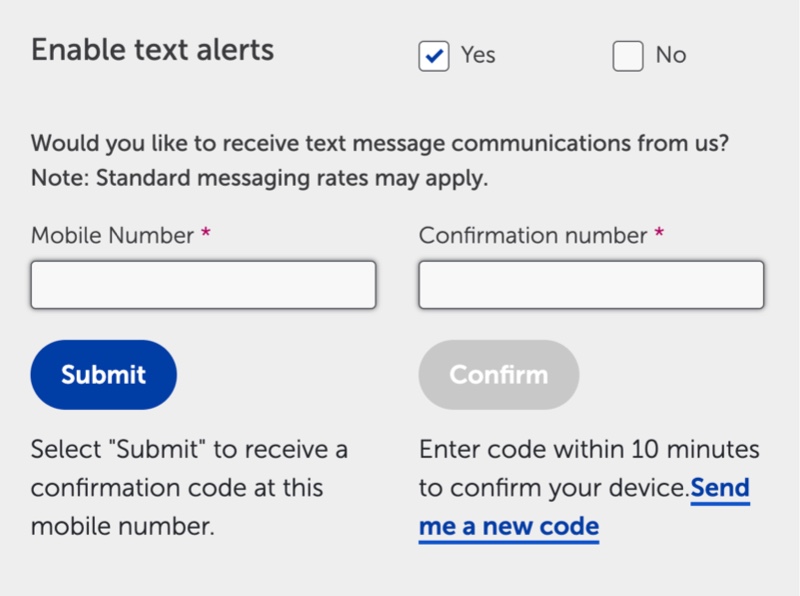 Screenshot of Communication preference page
