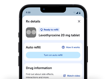 CenterWell Pharmacy app showing refills