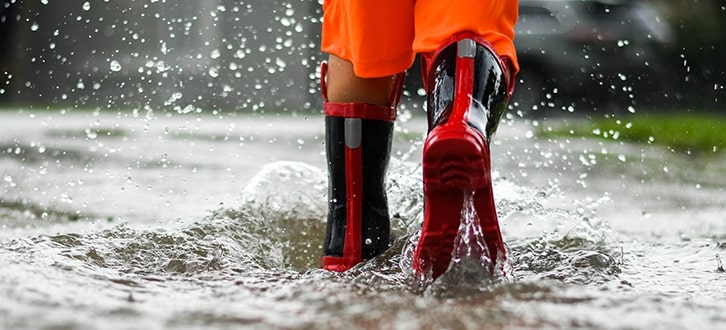 a person outside in severe weather 