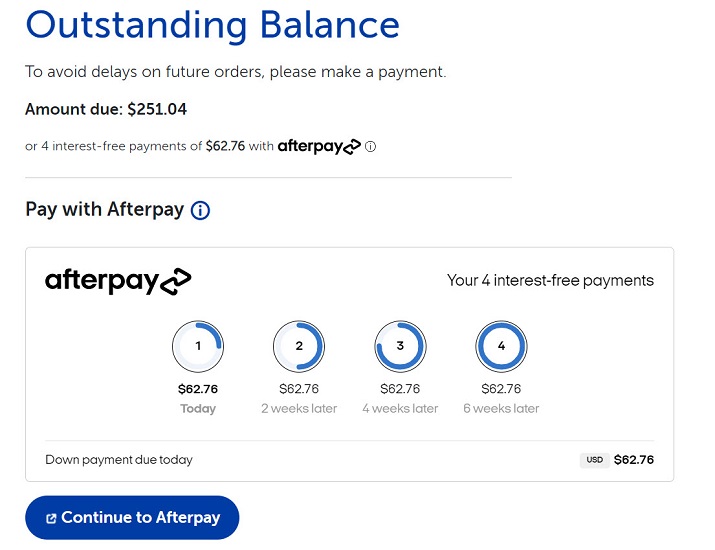 Afterpay checkout preview