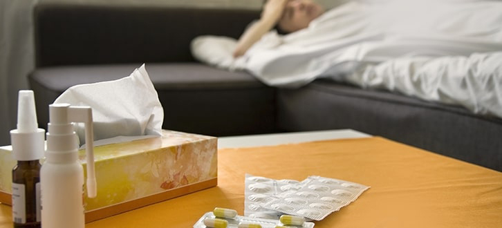 Packet of OTC meds on a table