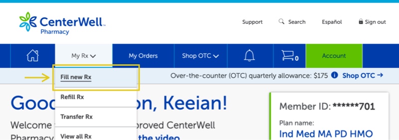 A screenshot of your account dashboard