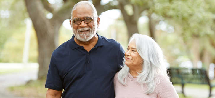 man and woman walking