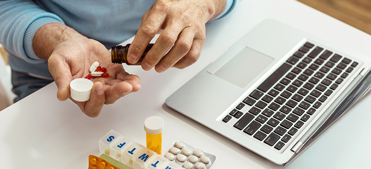 Woman checking medication